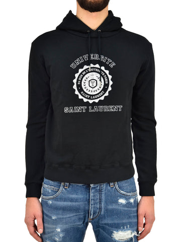 Saint Laurent Felpa Cappuccio Nera Uomo Cotone Mod. BMK464584-YB1EJ-1057