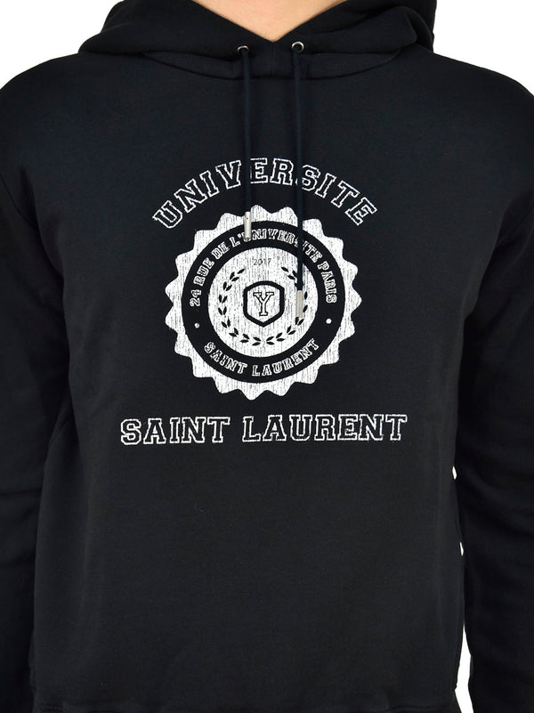 Saint Laurent Felpa Cappuccio Nera Uomo Cotone Mod. BMK464584-YB1EJ-1057