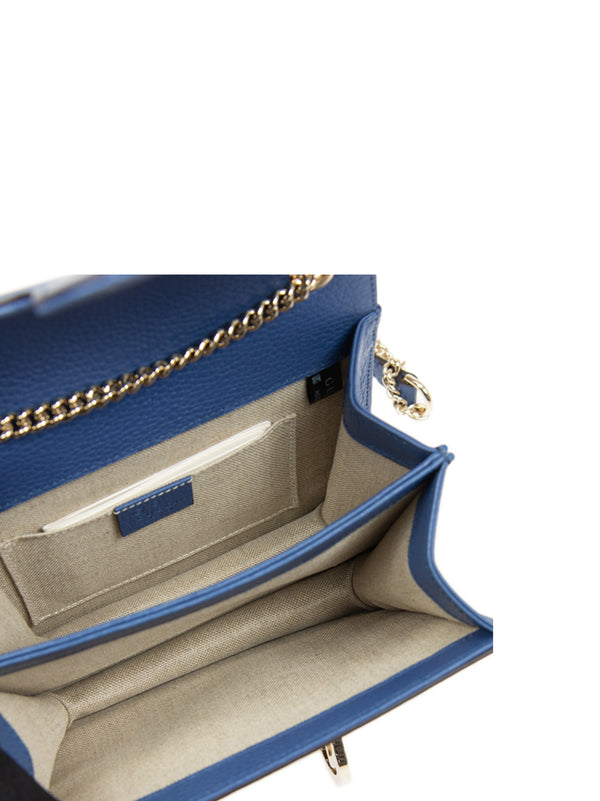 Gucci Borsa Interlocking a Mano Blu Donna Pelle Dollar Calf Logo Mod. 510304 CAO0G 4231