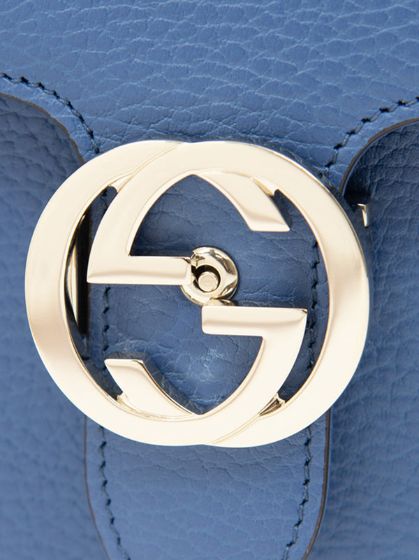 Gucci Borsa Interlocking a Mano Blu Donna Pelle Dollar Calf Logo Mod. 510304 CAO0G 4231