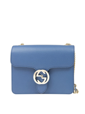 Gucci Borsa Interlocking a Mano Blu Donna Pelle Dollar Calf Logo Mod. 510304 CAO0G 4231