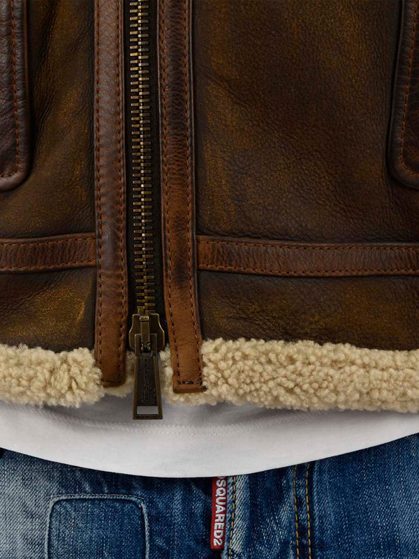 Dsquared2 Cappotto Montone Corto Marrone Uomo Mod.S74AM0402SX7948143