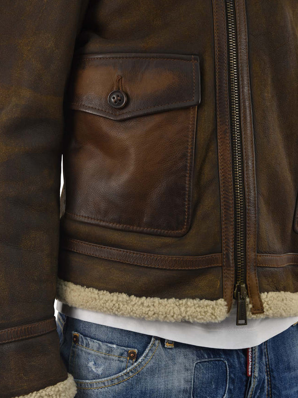 Dsquared2 Cappotto Montone Corto Marrone Uomo Mod.S74AM0402SX7948143