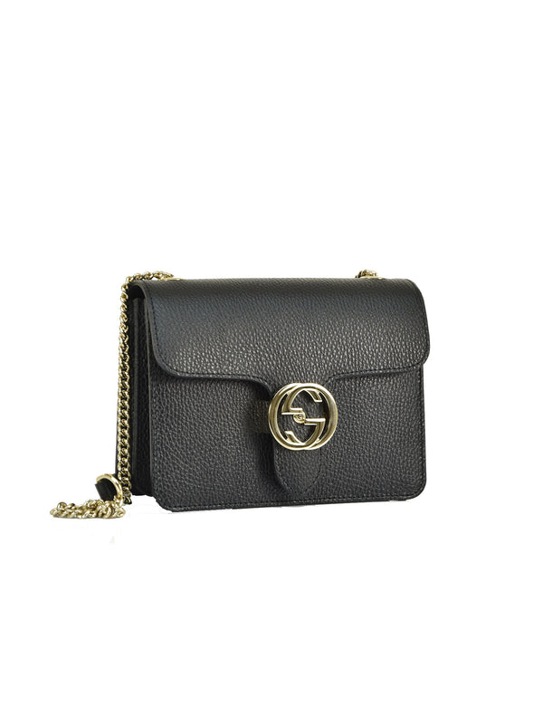 Gucci Borsa Interlocking a Mano Nera Donna Pelle Dollar Calf Logo Mod. 510304 CAO0G 1000