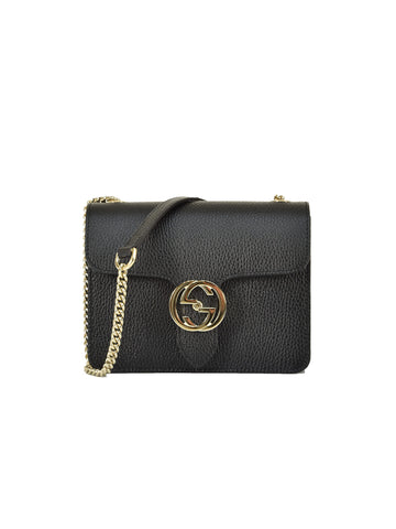Gucci Borsa Interlocking a Mano Nera Donna Pelle Dollar Calf Logo Mod. 510304 CAO0G 1000