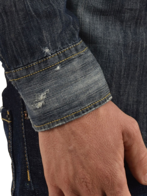 Dsquared2 Camicia Jeans Blu Uomo Inserto Tessuto Mod.S74DL0570S30114470