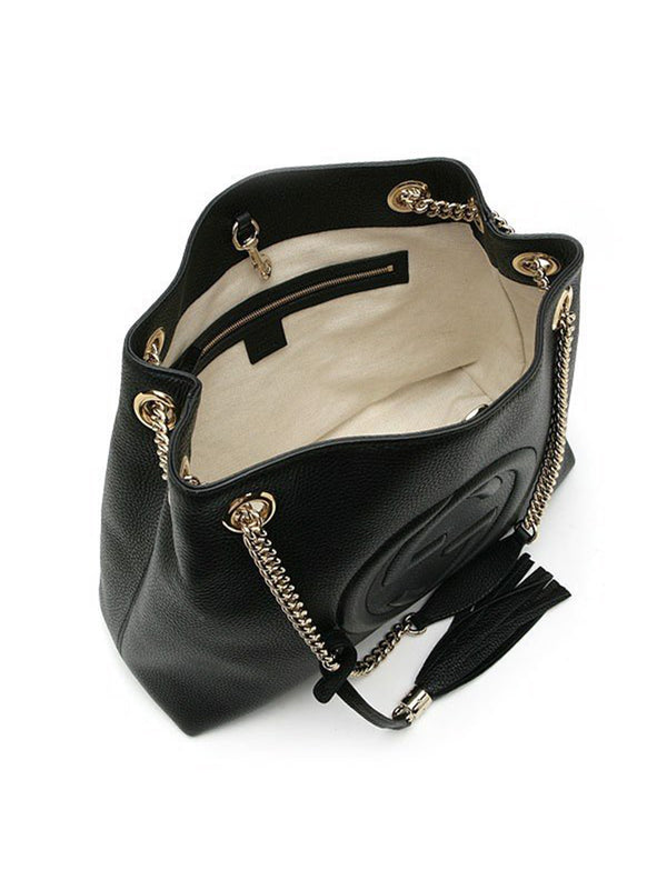 Gucci Borsa Soho Nera Donna Logo Pelle Cellarius Modello 536196 A7M0G 1000