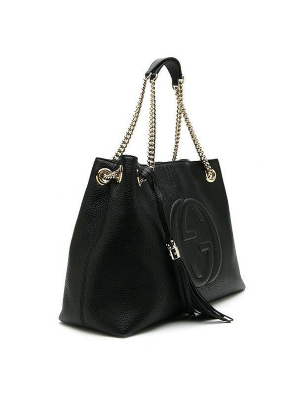 Gucci Borsa Soho Nera Donna Logo Pelle Cellarius Modello 536196 A7M0G 1000
