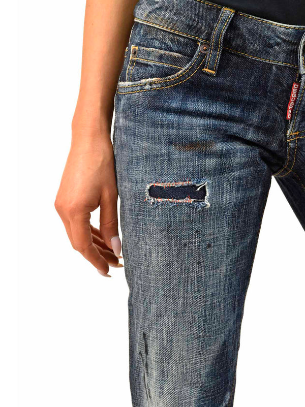 Dsquared2 Slim Jean Blu Donna Cotone Bottoni Mod.S72LA0357S30293089