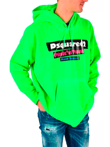 Dsquared2 Felpa Oversized Verde Uomo Cotone Logo Mod. S74GU0291 S25030 910