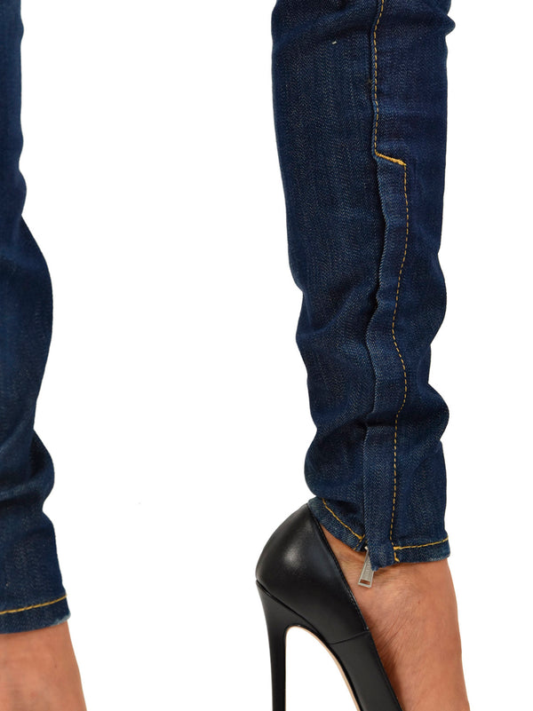 Dsquared2 Super Slim Jean Blu Donna Cotone Bottoni Mod.S72LA0367S30329089