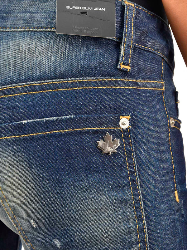 Dsquared2 Super Slim Jean Blu Donna Cotone Bottoni Mod.S72LA0367S30329089