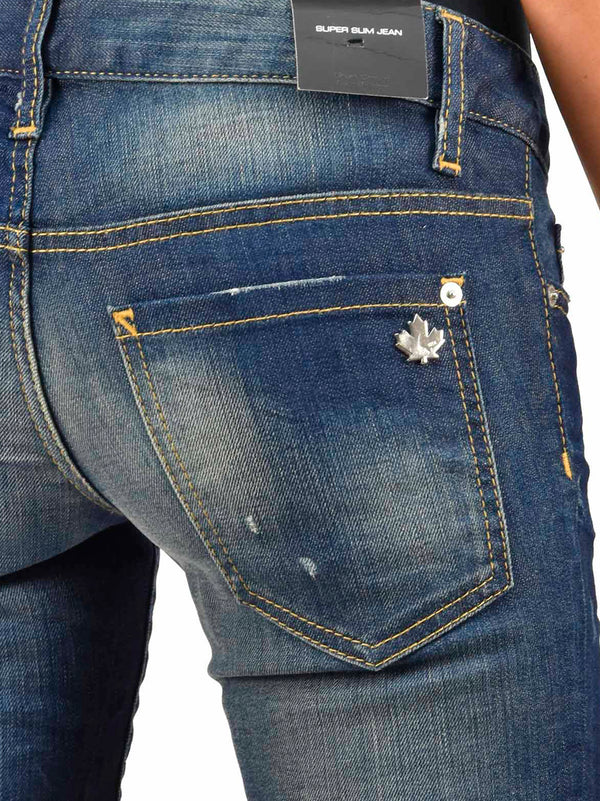 Dsquared2 Super Slim Jean Blu Donna Cotone Bottoni Mod.S72LA0367S30329089