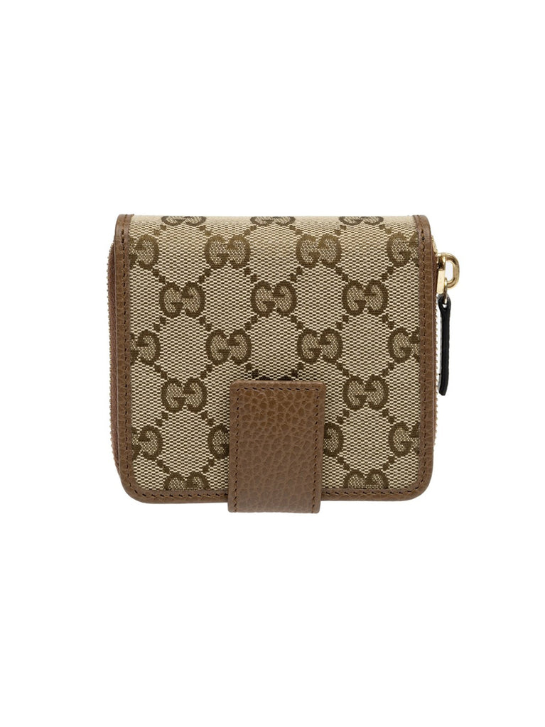 Gucci Portafoglio Marrone Donna Tessuto Original GG e Pelle Mod. 34605 Yayo