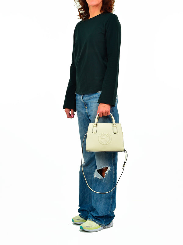 Gucci Borsa Soho Bianca Donna Pelle Dollar Calf Modello 607722 CAO0G 006