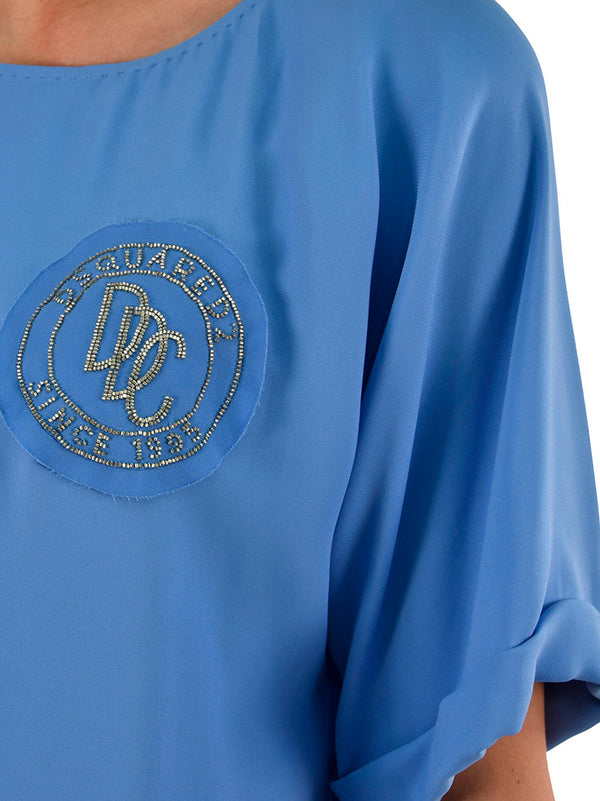 Dsquared2 T-Shirt Blu Donna Seta Logo Mod.S75NC0347S41339083