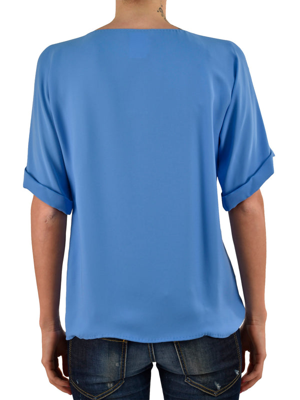 Dsquared2 T-Shirt Blu Donna Seta Logo Mod.S75NC0347S41339083