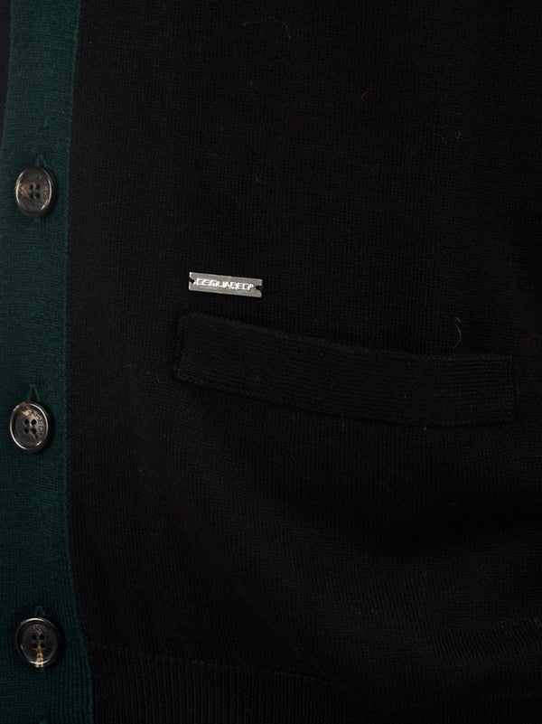 Dsquared2 Black Pullover Men Wool Buttons Pockets Mod. S71HA0480S14587900