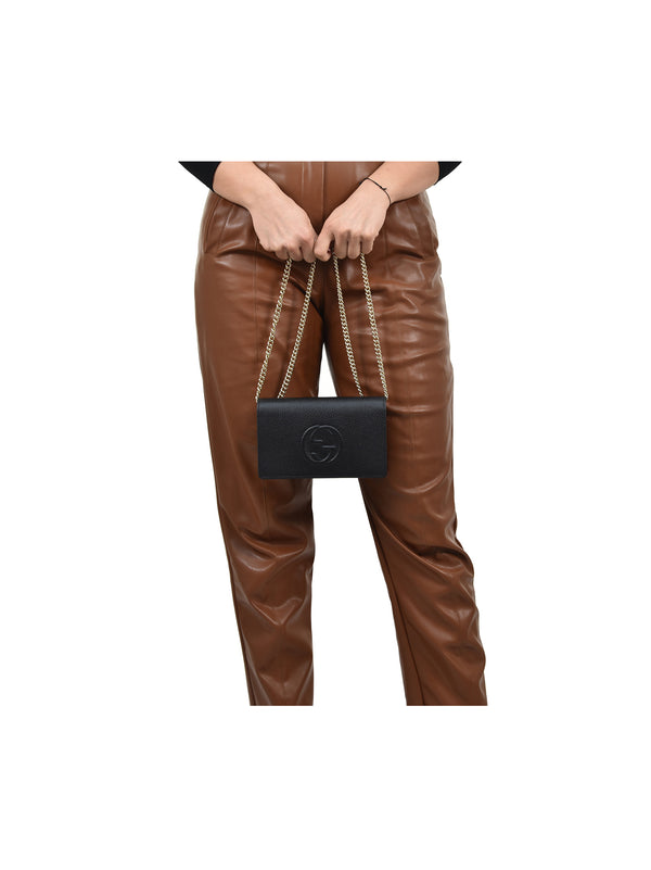 Gucci Borsa Soho a Mano Nera Donna Pelle Cellarius Mod. 598211 A7M0G 1000