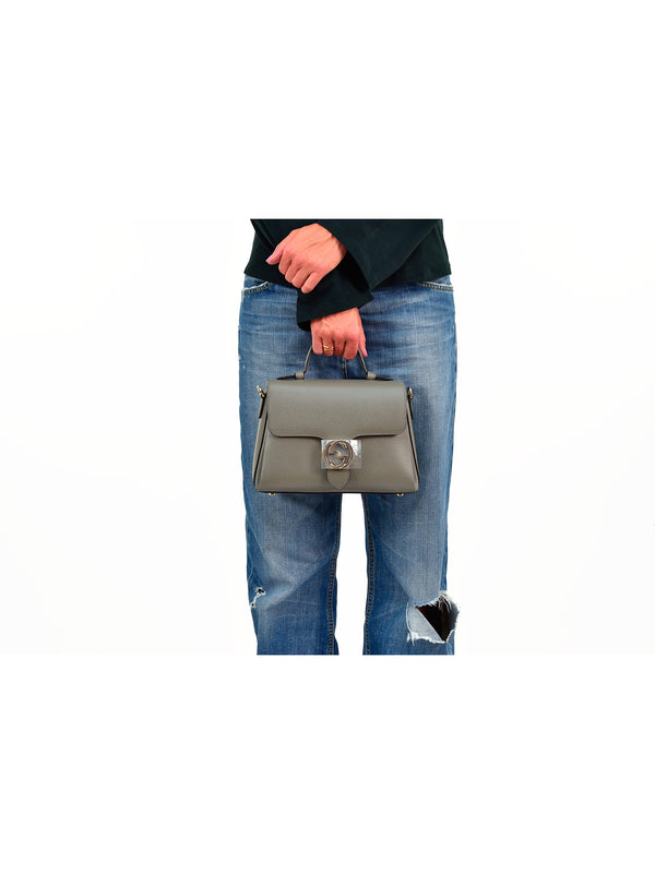 Gucci Borsa Interlocking a Mano Grigia Donna Logo Pelle Dollar Calf Mod. 510302 CAO0G 1226