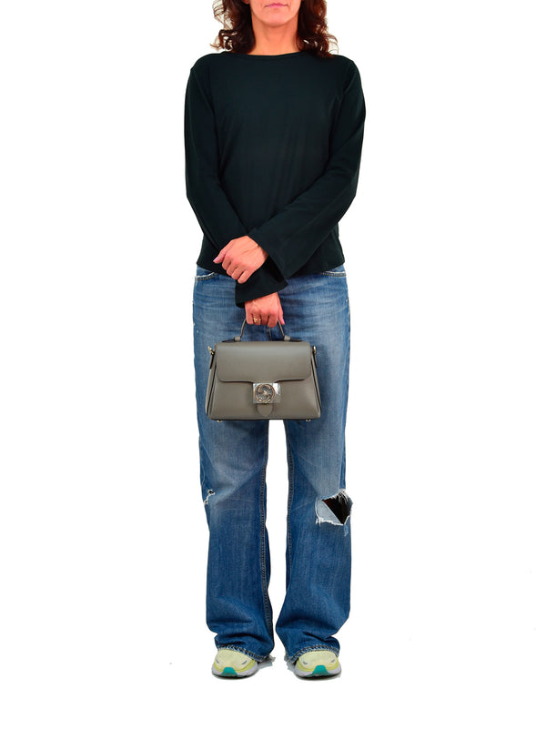 Gucci Borsa Interlocking a Mano Grigia Donna Logo Pelle Dollar Calf Mod. 510302 CAO0G 1226