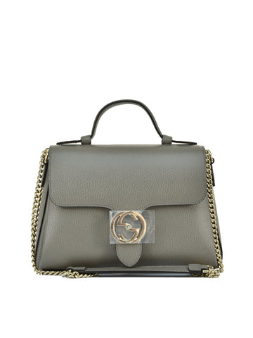 Gucci Borsa Interlocking a Mano Grigia Donna Logo Pelle Dollar Calf Mod. 510302 CAO0G 1226