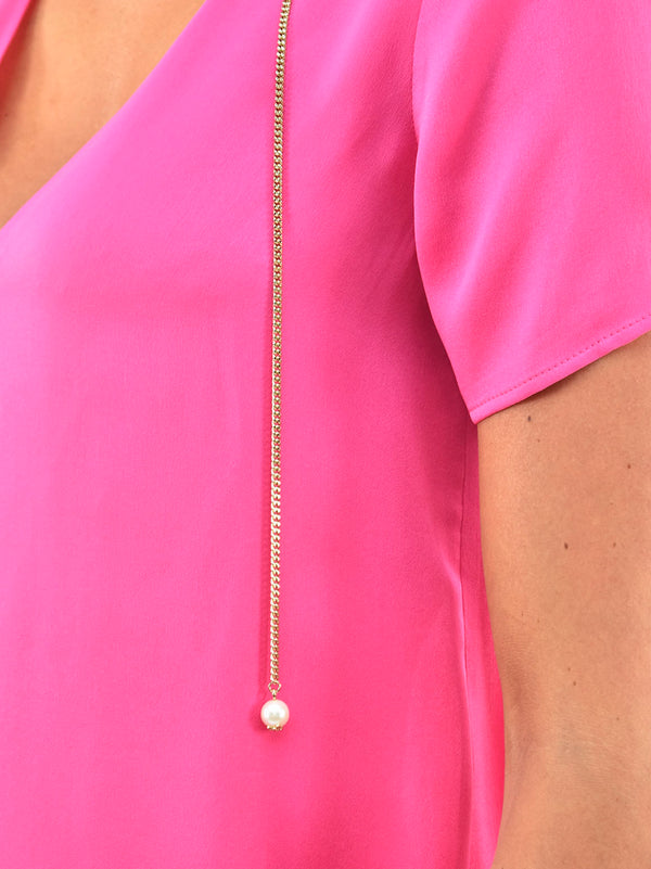 Dsquared2 T-Shirt Rosa Donna Seta Pendenti a Catena Mod.S72NC0403S39499053