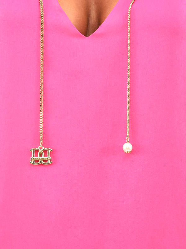 Dsquared2 T-Shirt Rosa Donna Seta Pendenti a Catena Mod.S72NC0403S39499053