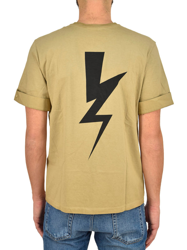 Neil Barrett T-shirt Marrone Uomo Cotone Stampa Grafica Mod.BJT250SE574S1808