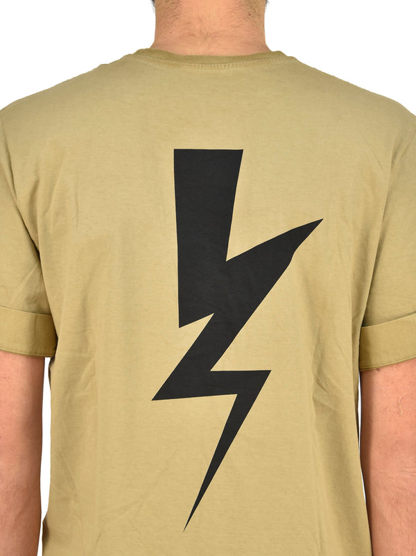 Neil Barrett T-shirt Marrone Uomo Cotone Stampa Grafica Mod.BJT250SE574S1808