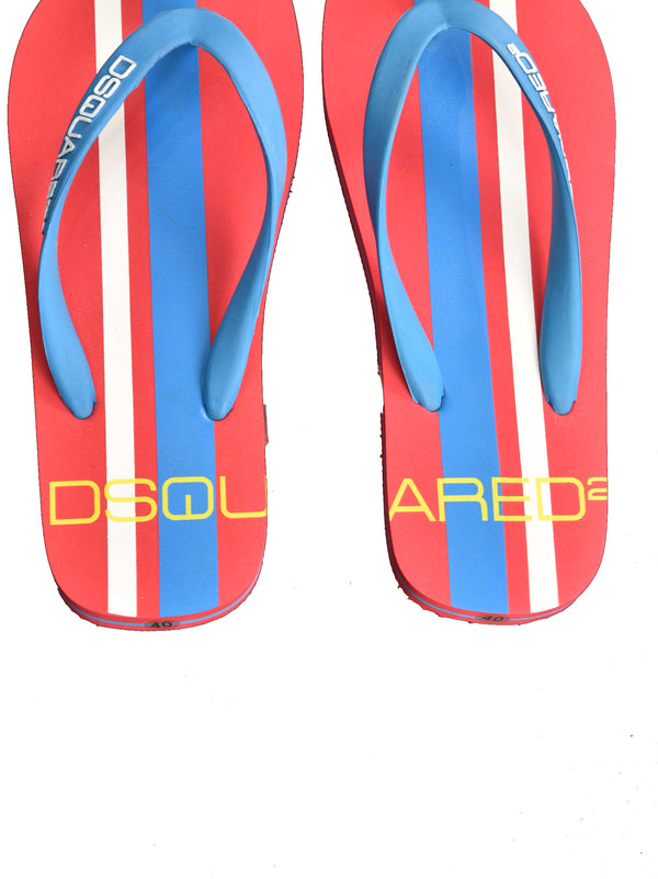 Dsquared2 Infradito Unisex Rosso Blu Bianco Logato Mod. S10FF001V94230