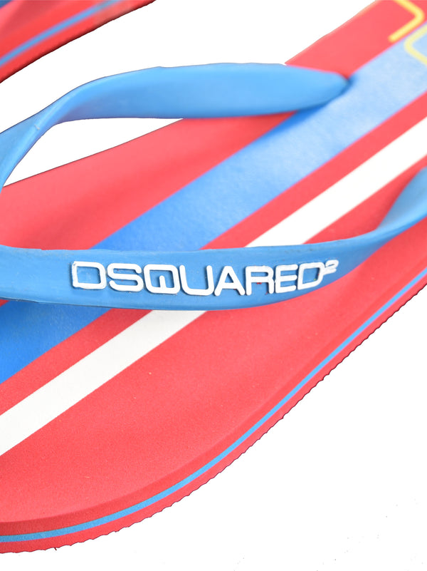Dsquared2 Infradito Unisex Rosso Blu Bianco Logato Mod. S10FF001V94230