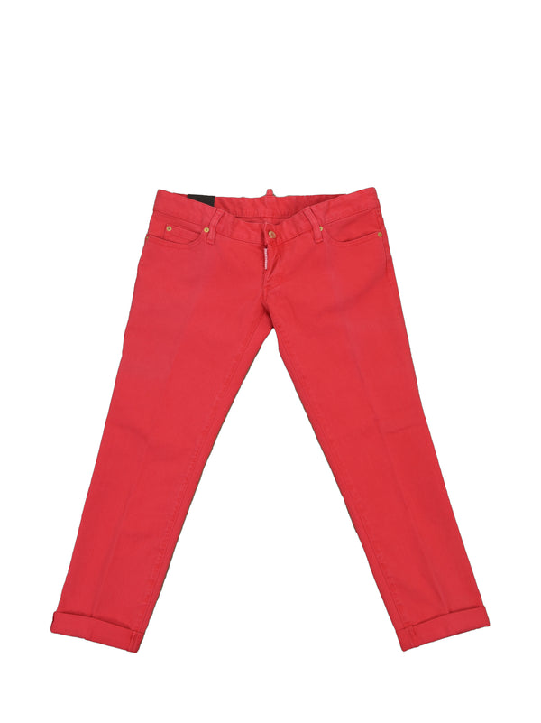 Dsquared2 Pat Jean Red Women Cotton Buttons Mod.S75LA0417S39781042