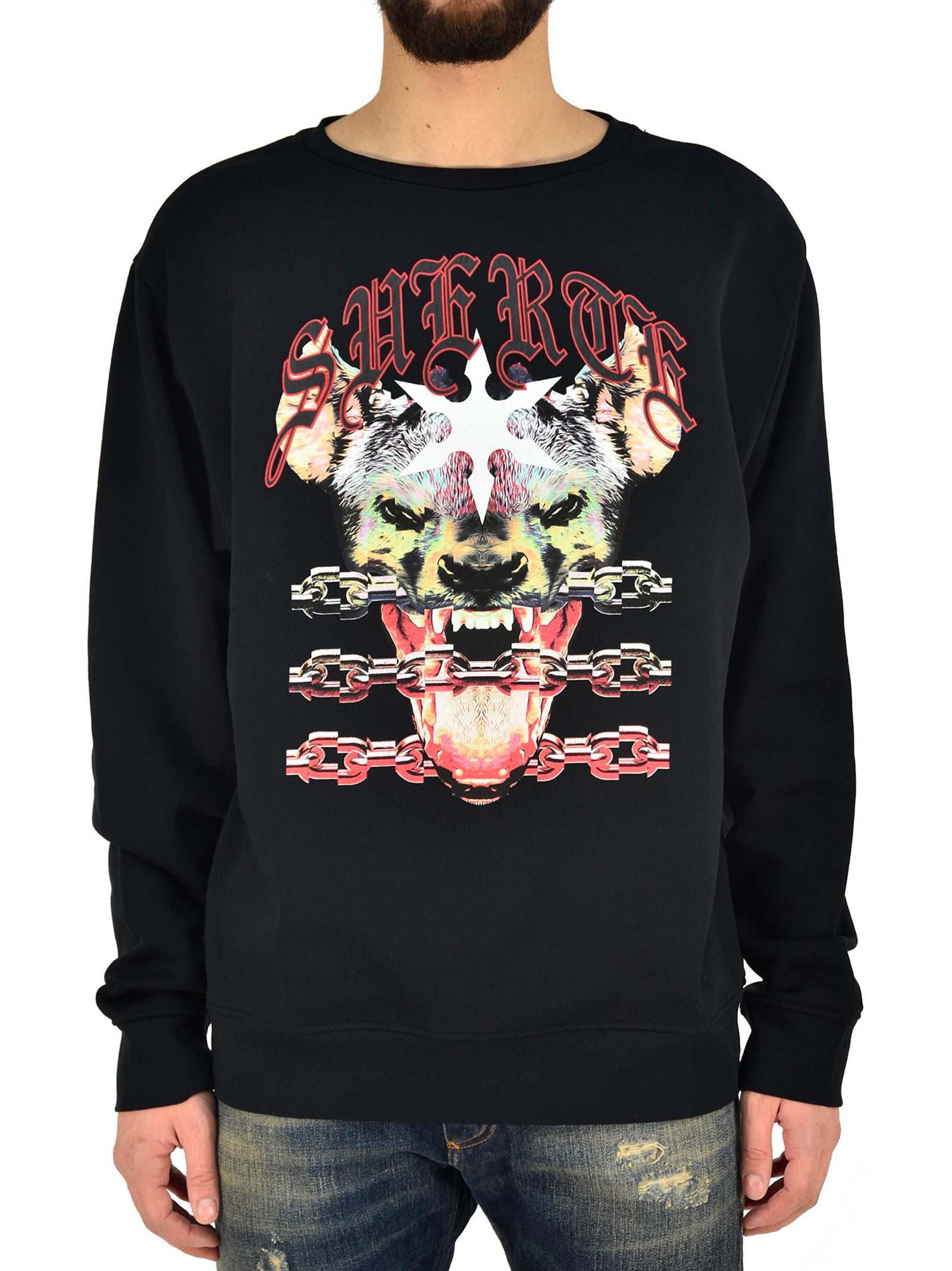 Marcelo Burlon Felpa Girocollo Nera Uomo Cotone Mod.CMBA009S170680641088