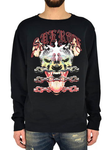 Marcelo Burlon Felpa Girocollo Nera Uomo Cotone Mod.CMBA009S170680641088