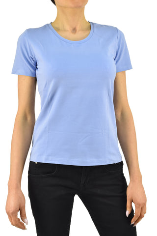 Calvin Klein Collection Women's Light Blue T-shirt Cotton Print Crew Neck