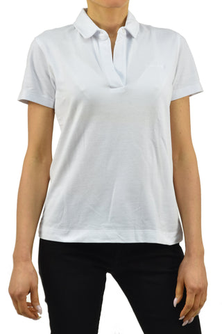 Calvin Klein Collection Women's White Polo T-shirt Cotton Button
