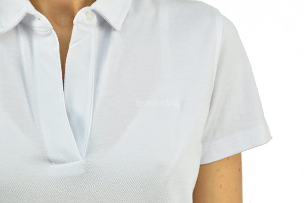 Calvin Klein Collection T-shirt Polo Bianca Donna Cotone Bottone