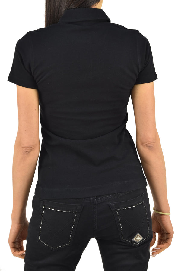 Calvin Klein Collection T-shirt Polo Nera Donna Cotone Bottone