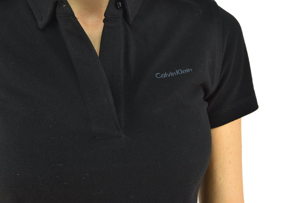 Calvin Klein Collection T-shirt Polo Nera Donna Cotone Bottone