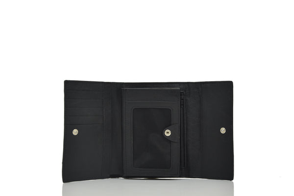Piquadro Portafogli Trifold Nero Donna Pelle e Tessuto Mod.PC1396S8/M