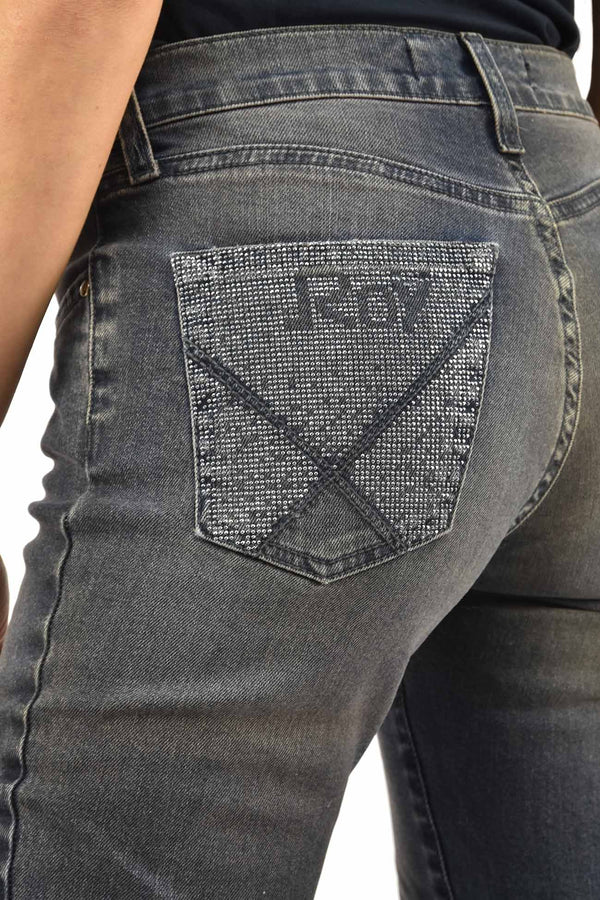 Roy Roger's Jeans Grigio Donna Cotone Cerniera Mod.DUNIA T-541