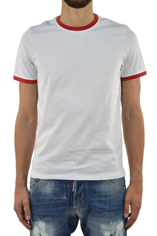 Bikkembergs White and Red Men's Cotton T-Shirt Mod.T32P075114C045360BR