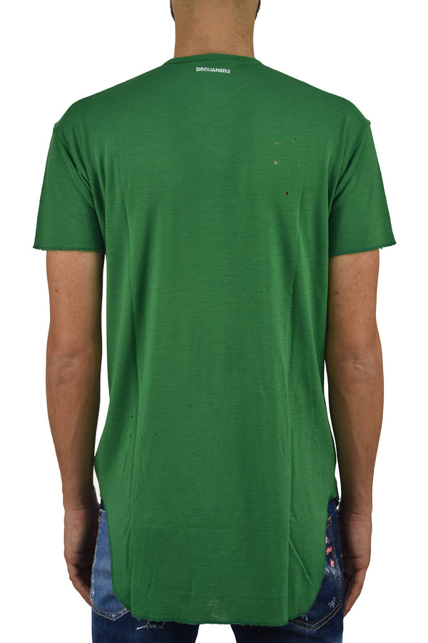 Dsquared2 T-Shirt Verde Uomo Stampa Grafica Mod.S71GD0593S22620639