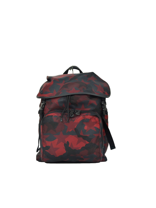 VALENTINO Red Camouflage Men's Backpack Cotton Drawstring Mod.LY0B0521NCHU37