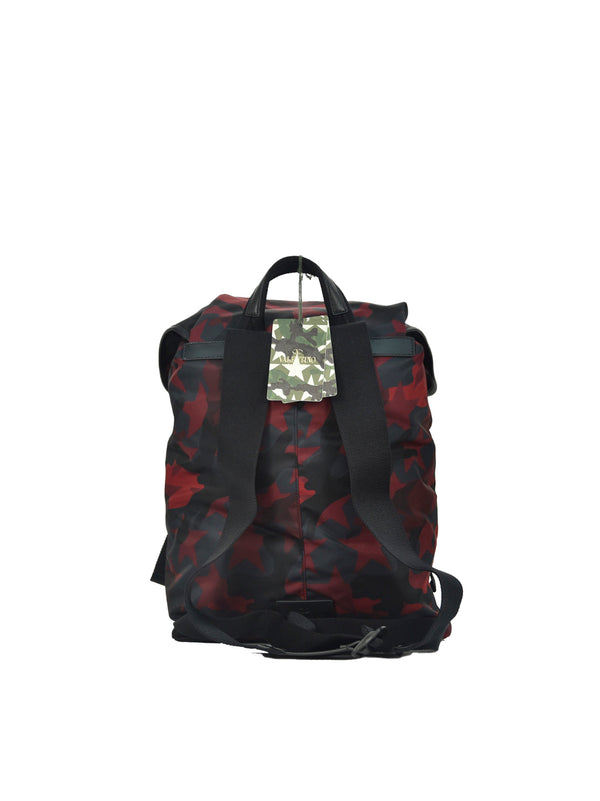 VALENTINO Red Camouflage Men's Backpack Cotton Drawstring Mod.LY0B0521NCHU37