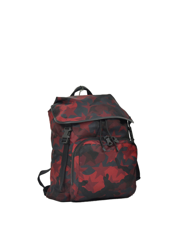 VALENTINO Red Camouflage Men's Backpack Cotton Drawstring Mod.LY0B0521NCHU37