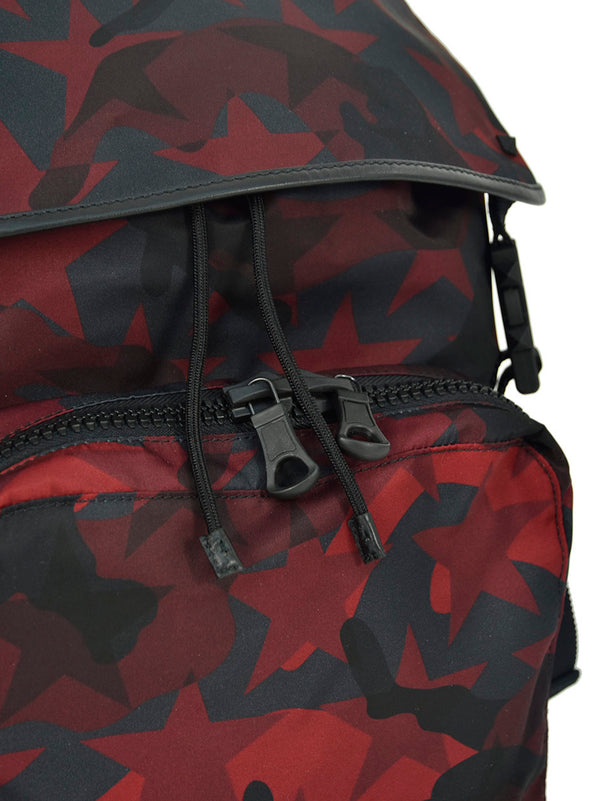 VALENTINO Red Camouflage Men's Backpack Cotton Drawstring Mod.LY0B0521NCHU37