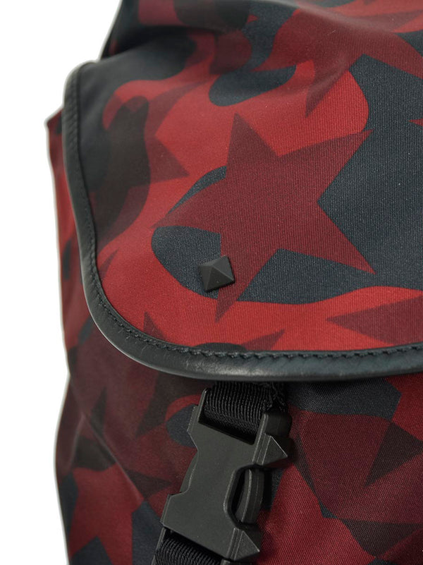 VALENTINO Red Camouflage Men's Backpack Cotton Drawstring Mod.LY0B0521NCHU37