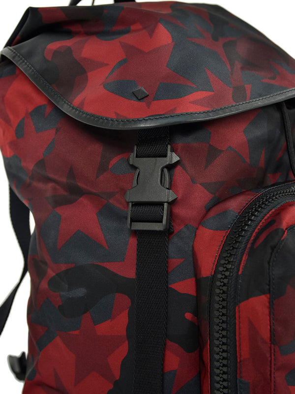 VALENTINO Red Camouflage Men's Backpack Cotton Drawstring Mod.LY0B0521NCHU37